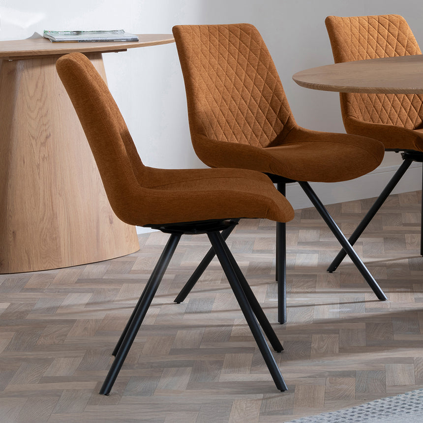 Chiswick Oak Oval Dining Set - Messina Fabric Swivel Dining Chair