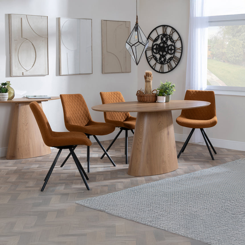 Chiswick Oak Oval Dining Set - Messina Fabric Swivel Dining Chair