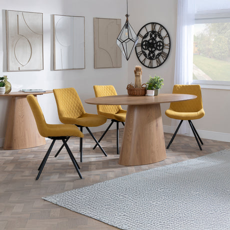 Chiswick Oak Oval Dining Set - Messina Fabric Swivel Dining Chair