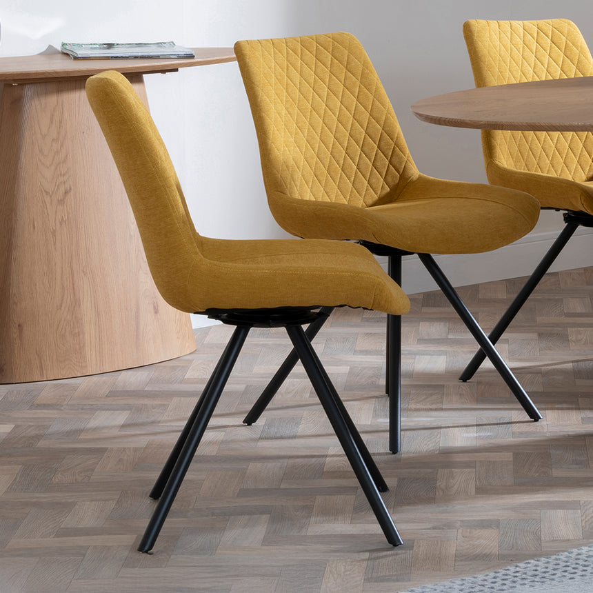 Chiswick Oak Oval Dining Set - Messina Fabric Swivel Dining Chair