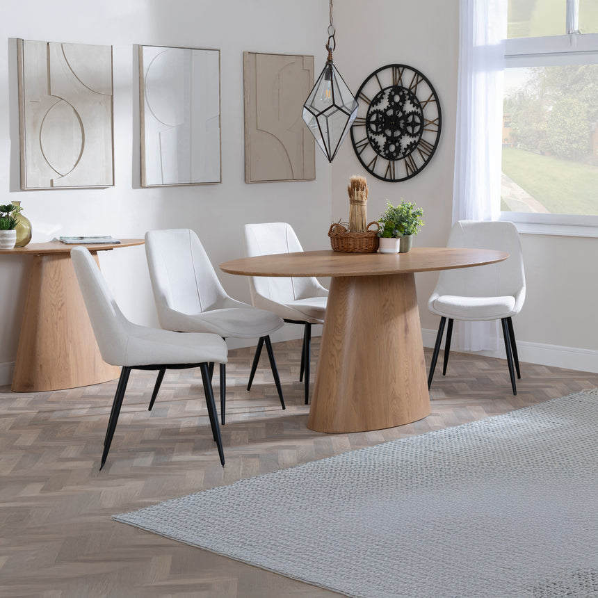 Chiswick Oak Oval Dining Set - Rovereto Fabric Dining Chair