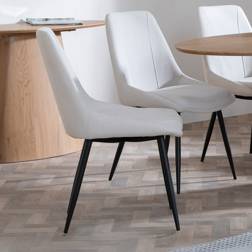 Chiswick Oak Oval Dining Set - Rovereto Fabric Dining Chair