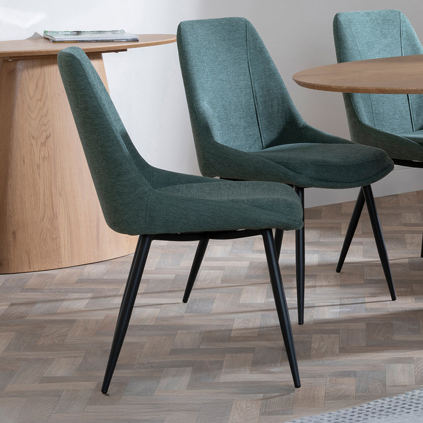 Chiswick Oak Oval Dining Set - Rovereto Fabric Dining Chair
