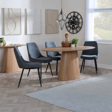 Chiswick Oak Oval Dining Set - Rovereto Fabric Dining Chair