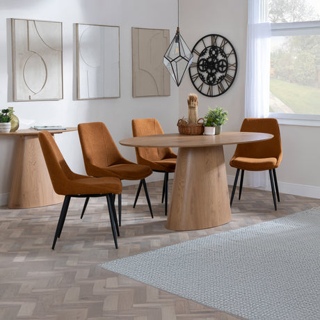 Chiswick Oak Oval Dining Set - Rovereto Fabric Dining Chair