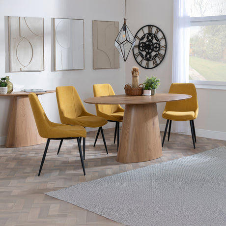 Chiswick Oak Oval Dining Set - Rovereto Fabric Dining Chair