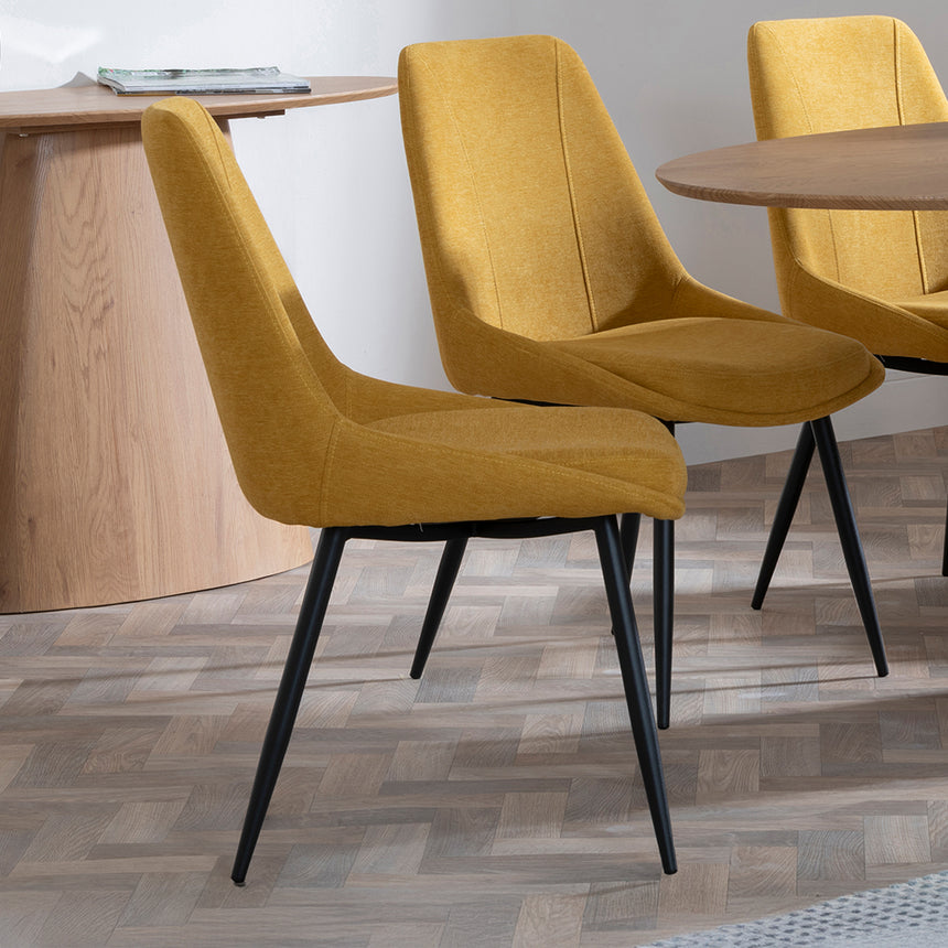 Chiswick Oak Oval Dining Set - Rovereto Fabric Dining Chair