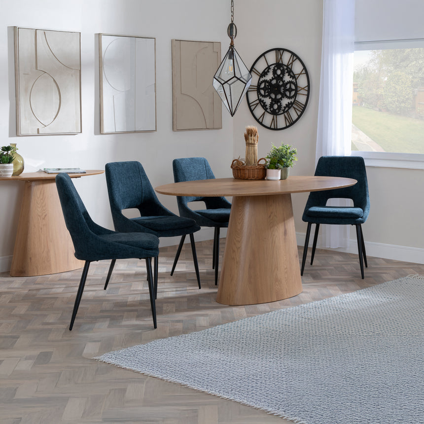 Chiswick Oak Oval Dining Set - Stansbury Fabric Dining Chair