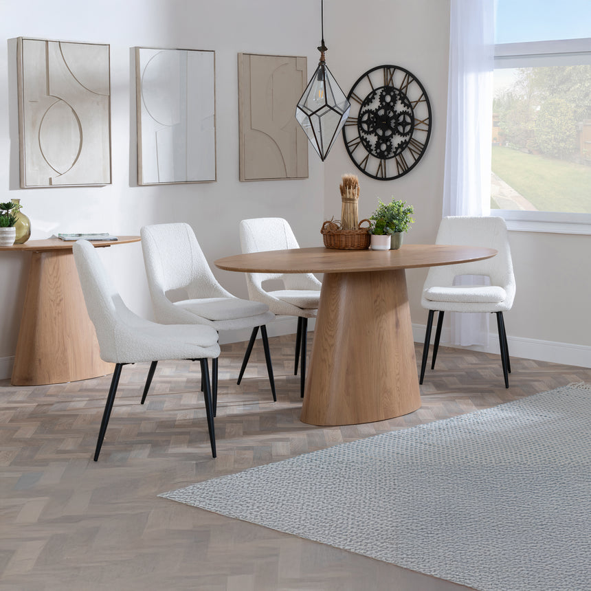 Chiswick Oak Oval Dining Set - Stansbury Fabric Dining Chair