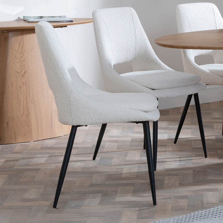 Chiswick Oak Oval Dining Set - Stansbury Cream Fabric Dining Chair