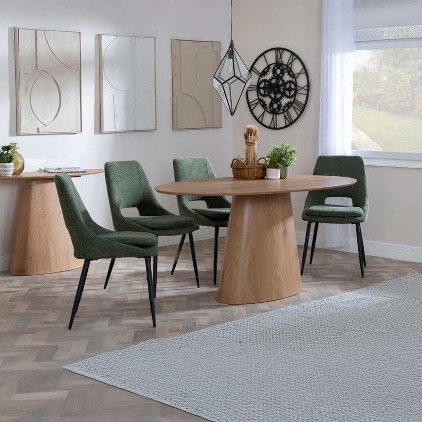 Chiswick Oak Oval Dining Set - Stansbury Fabric Dining Chair
