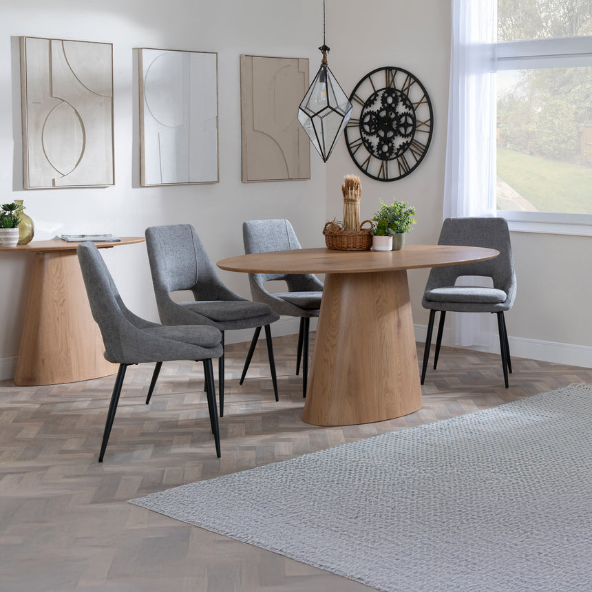 Chiswick Oak Oval Dining Set - Stansbury Fabric Dining Chair