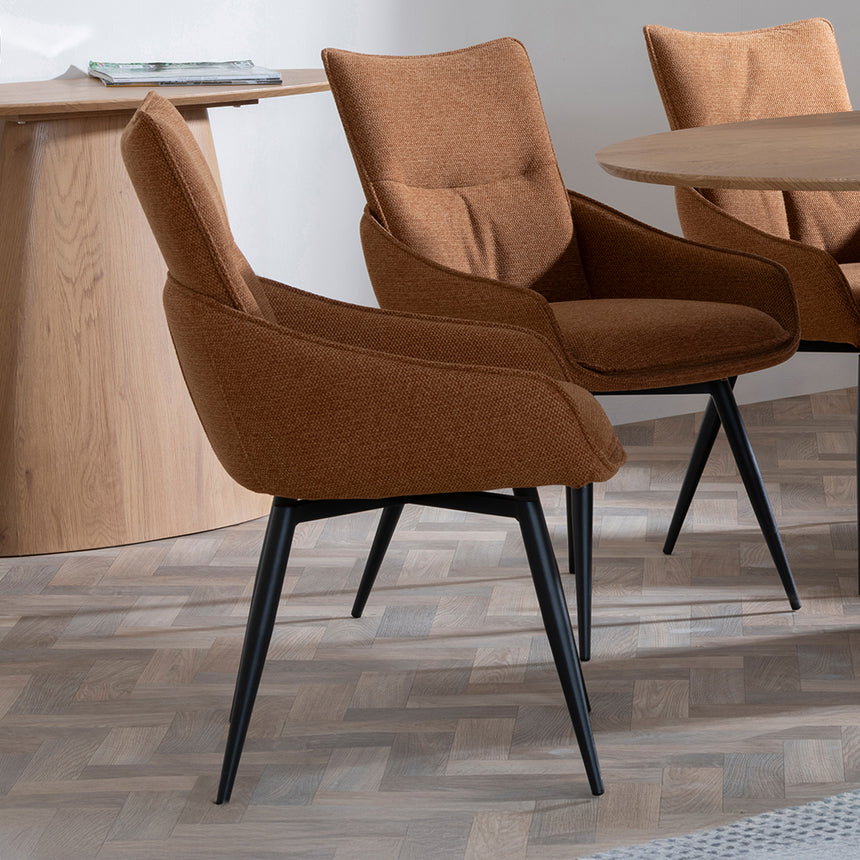 Chiswick Oak Oval Dining Set - Torres Beige Fabric Swivel Dining Chair