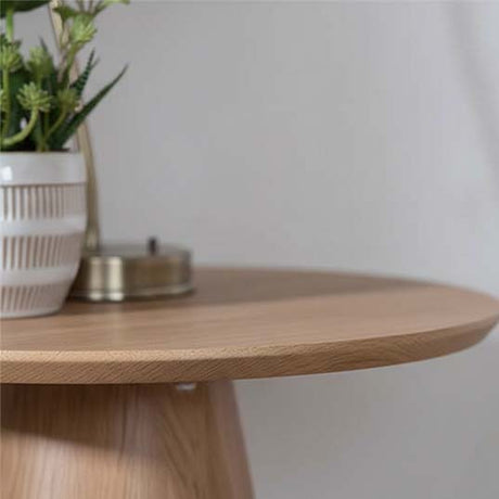 Chiswick Oak Round End Table with Pedestal Base