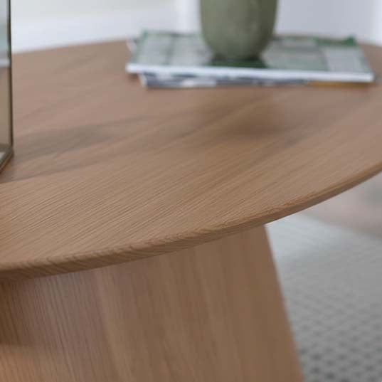 Chiswick Oak Oval Coffee Table with Pedestal Base