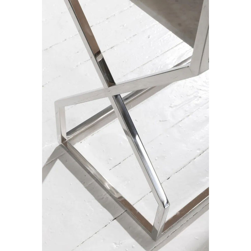 Clearance - Lazio Marble Console Table, White Top with Stainless Steel Chrome Frame
