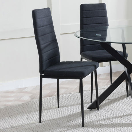 Clearance - Lido Dining Chair in Black Colour Fabric with Black Legs-2