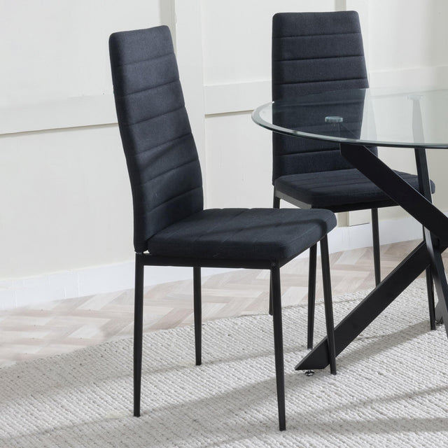 Clearance - Lido Dining Chair in Black Colour Fabric with Black Legs