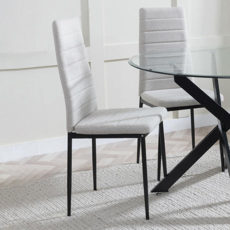 Clearance - Lido Dining Chair in Sand Colour Fabric with Black Legs