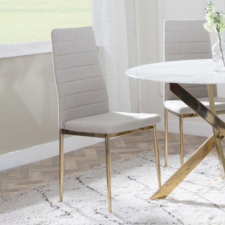 Clearance - Lido Dining Chair in Sand Colour Fabric with Gold Legs-2
