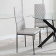 Clearance - Metro Dining Chairs in Beige Colour Leather and Black Metal Legs