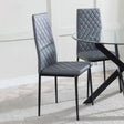 Clearance - Metro Dining Chairs in Grey Colour Leather and Black Metal Legs