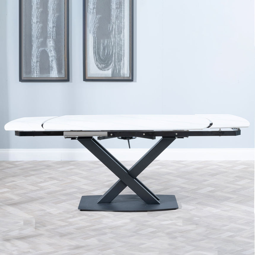 Comiso Ceramic Extending Dining Table with Black Cross Base - 140cm-200cm