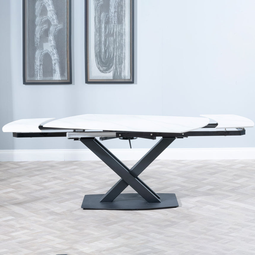 Comiso Ceramic Extending Dining Table with Black Cross Base - 140cm-200cm