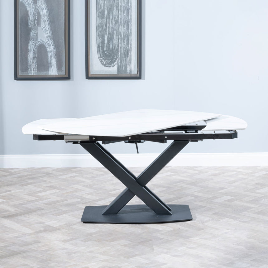 Comiso Ceramic Extending Dining Table with Black Cross Base - 140cm-200cm