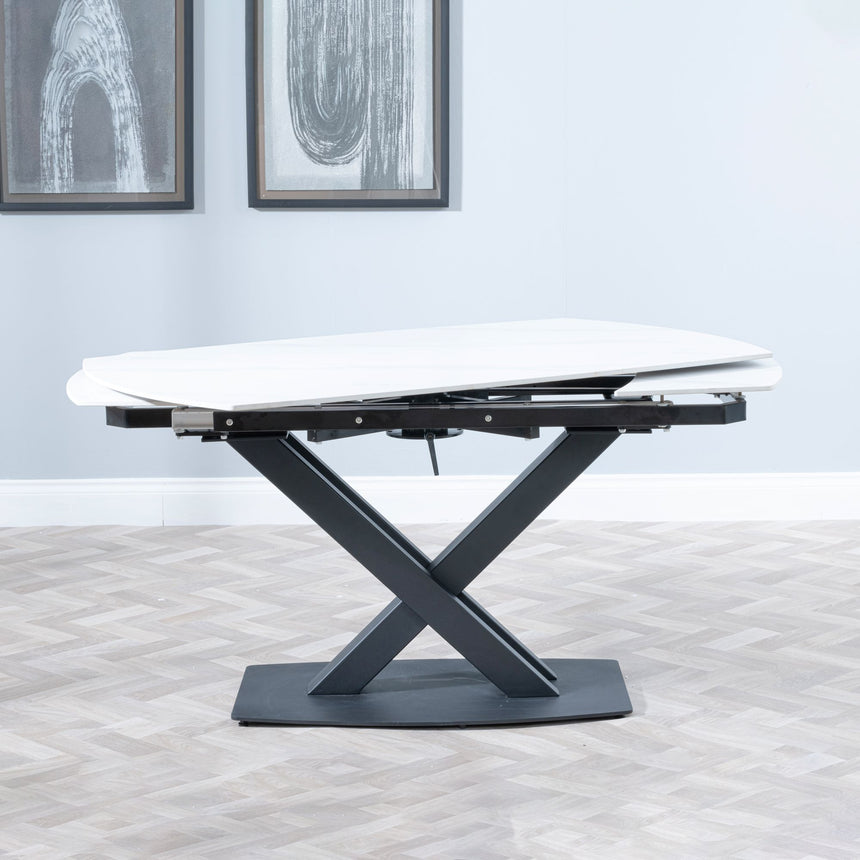 Comiso Ceramic Extending Dining Table with Black Cross Base - 140cm-200cm