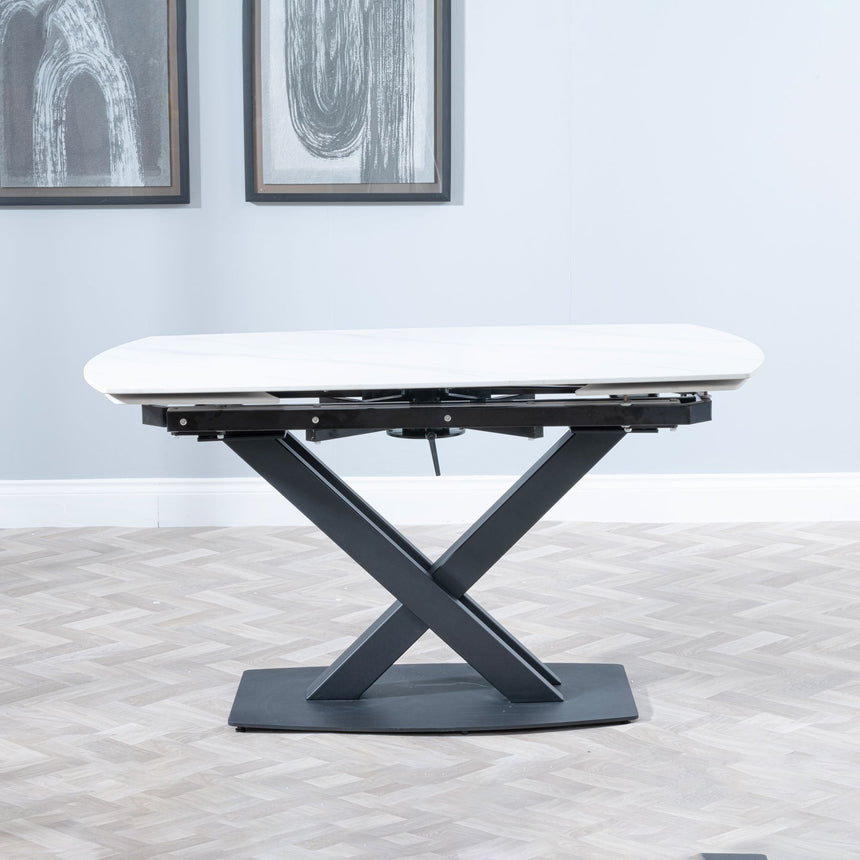 Comiso Ceramic Extending Dining Table with Black Cross Base - 140cm-200cm