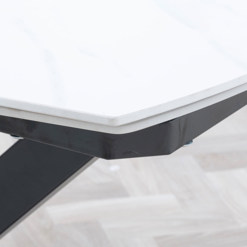 Comiso Ceramic Extending Dining Table with Black Cross Base - 140cm-200cm