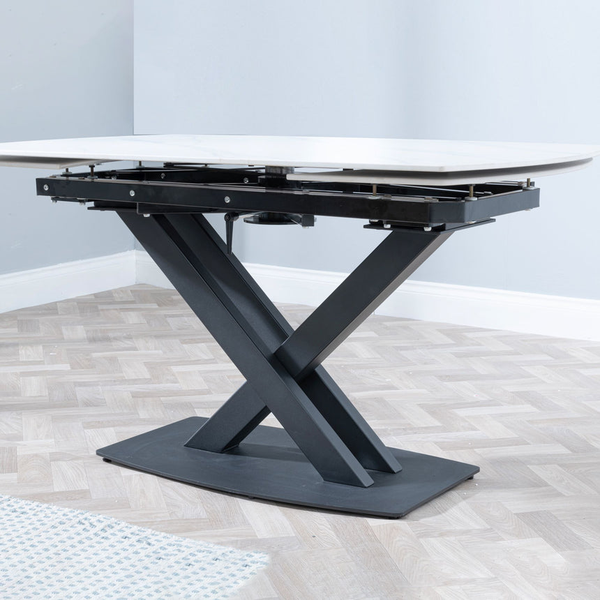 Comiso Ceramic Extending Dining Table with Black Cross Base - 140cm-200cm