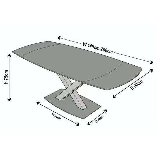 Comiso Ceramic Extending Dining Table with Black Cross Base - 140cm-200cm