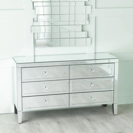 Como Mirrored 6 Drawer Wide Chest