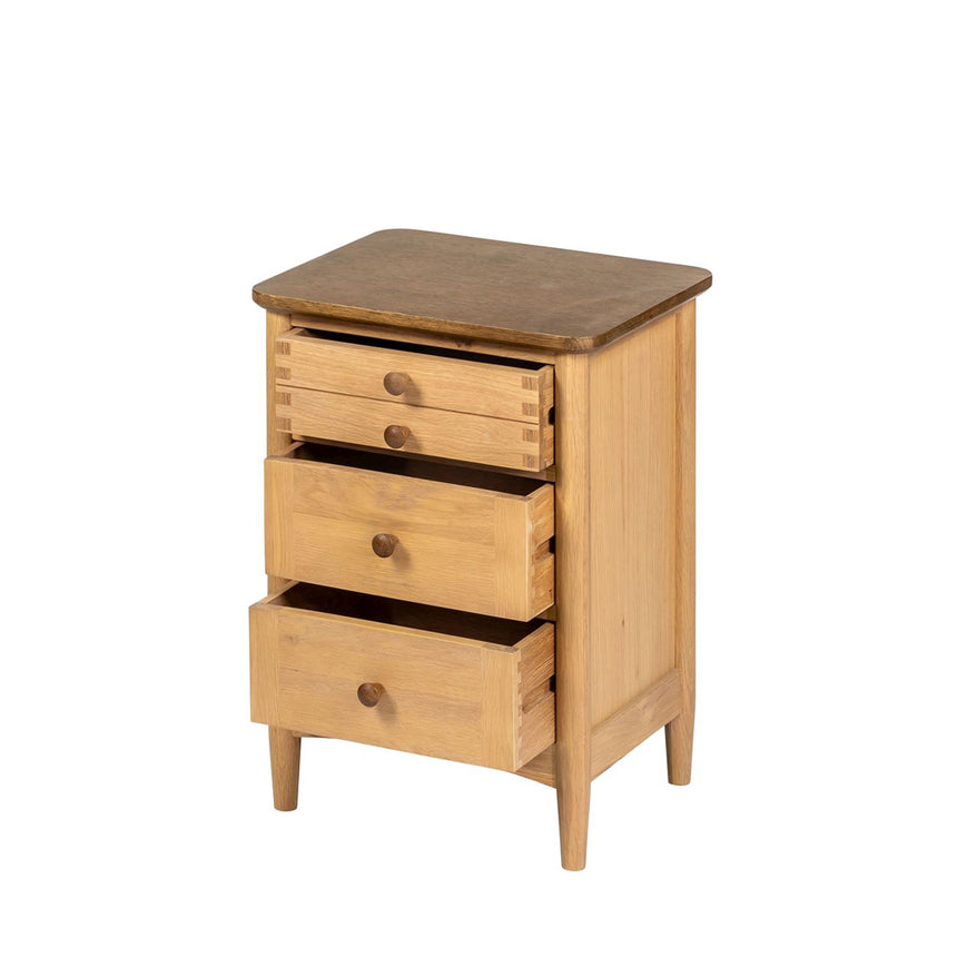 Connecticut Natural Oak 3 Drawer Bedside Cabinet