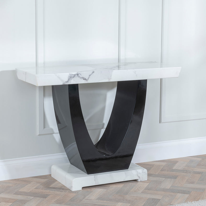 Ancona White Marble Console Table