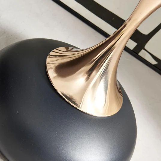 Olivia Black and Gold Round Wine Table with Black Base