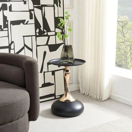 Delmont Round Wine Table with Black Base