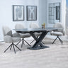 Diana Black Ceramic Swivel Top Extending Dining Set - Altavista Fabric Swivel Dining Chair