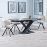 Diana Black Ceramic Swivel Top Extending Dining Set - Burano Velvet Fabric Swivel Dining Chair