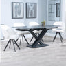 Diana Black Ceramic Swivel Top Extending Dining Set - Burano Velvet Fabric Swivel Dining Chair
