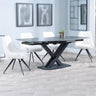 Diana Black Ceramic Swivel Top Extending Dining Set - Diana Velvet Fabric Swivel Dining Chair