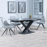 Diana Black Ceramic Swivel Top Extending Dining Set - Diana Velvet Fabric Swivel Dining Chair