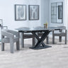 Diana Black Ceramic Swivel Top Extending Dining Set - Killen Boucle Fabric Dining Chair