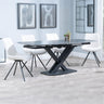 Diana Black Ceramic Swivel Top Extending Dining Set - Messina Fabric Swivel Dining Chair
