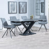 Diana Black Ceramic Swivel Top Extending Dining Set - Messina Fabric Swivel Dining Chair
