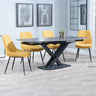 Diana Black Ceramic Swivel Top Extending Dining Set - Rovereto Fabric Dining Chair