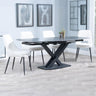 Diana Black Ceramic Swivel Top Extending Dining Set - Stansbury Fabric Dining Chair
