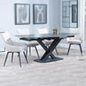 Diana Black Ceramic Swivel Top Extending Dining Set - Torres Fabric Swivel Dining Chair